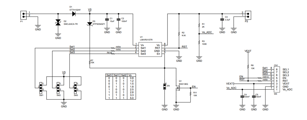 回路図 - STMicroelectronics AEK-POW-LDOV01S評価ボード